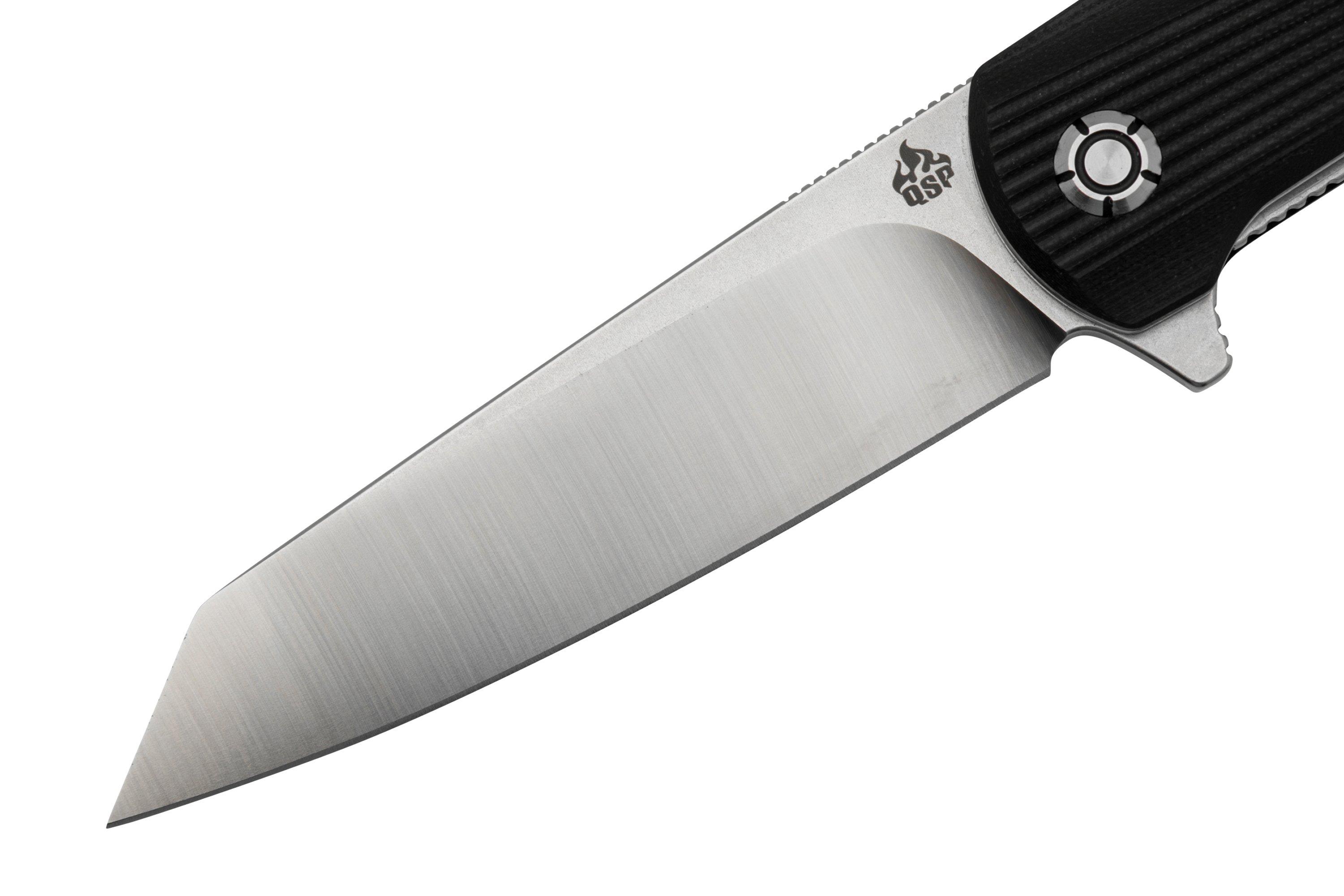 QSP Knife Phoenix QS108-C1, Satin D2, Black G10, pocket knife ...