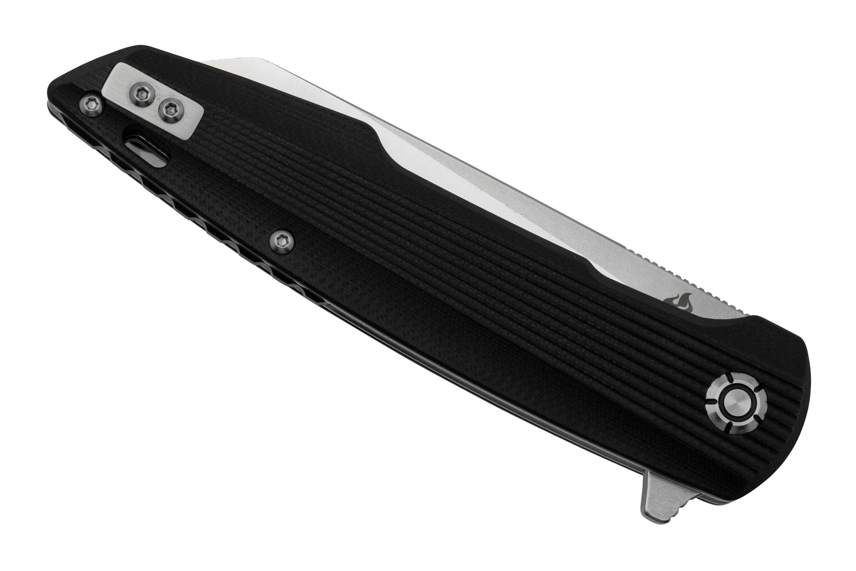QSP Knife Phoenix QS108-C1, Satin D2, Black G10, pocket knife ...