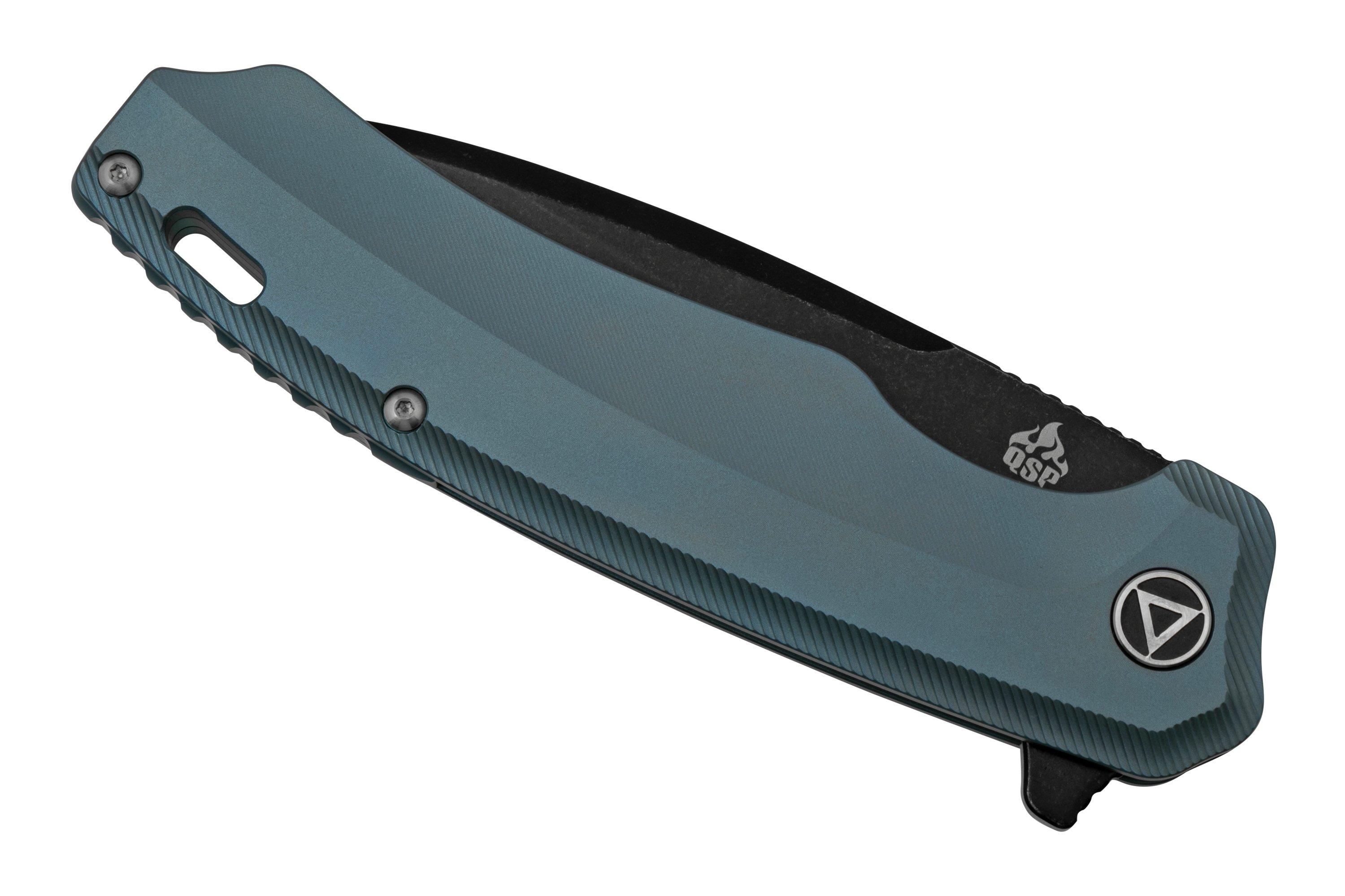 QSP Knife Woodpecker QS116-C2II Blackwashed, Blue Titanium ...