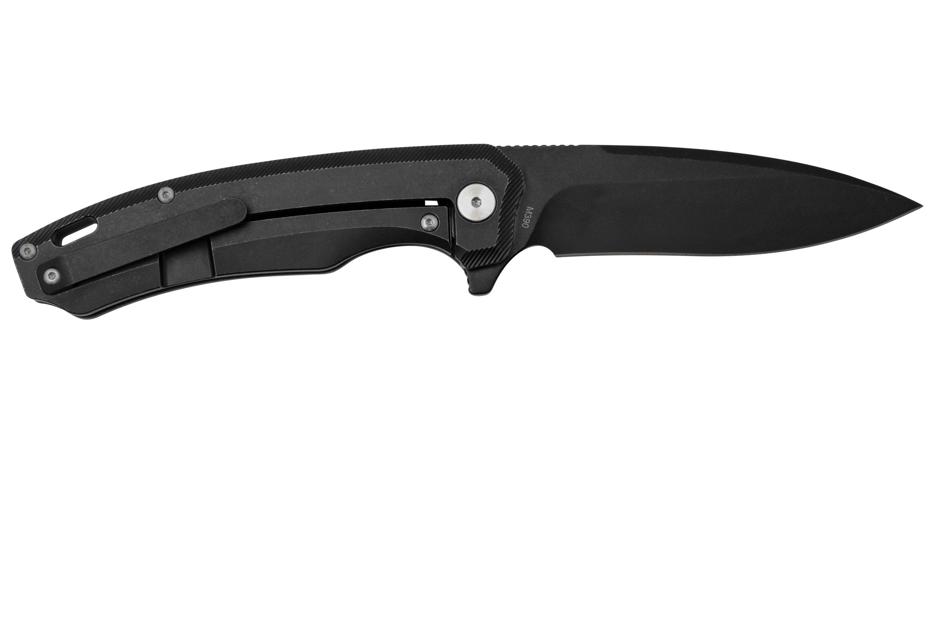 QSP Knife Woodpecker QS116-D2II Blackwashed, Black Titanium, pocket ...