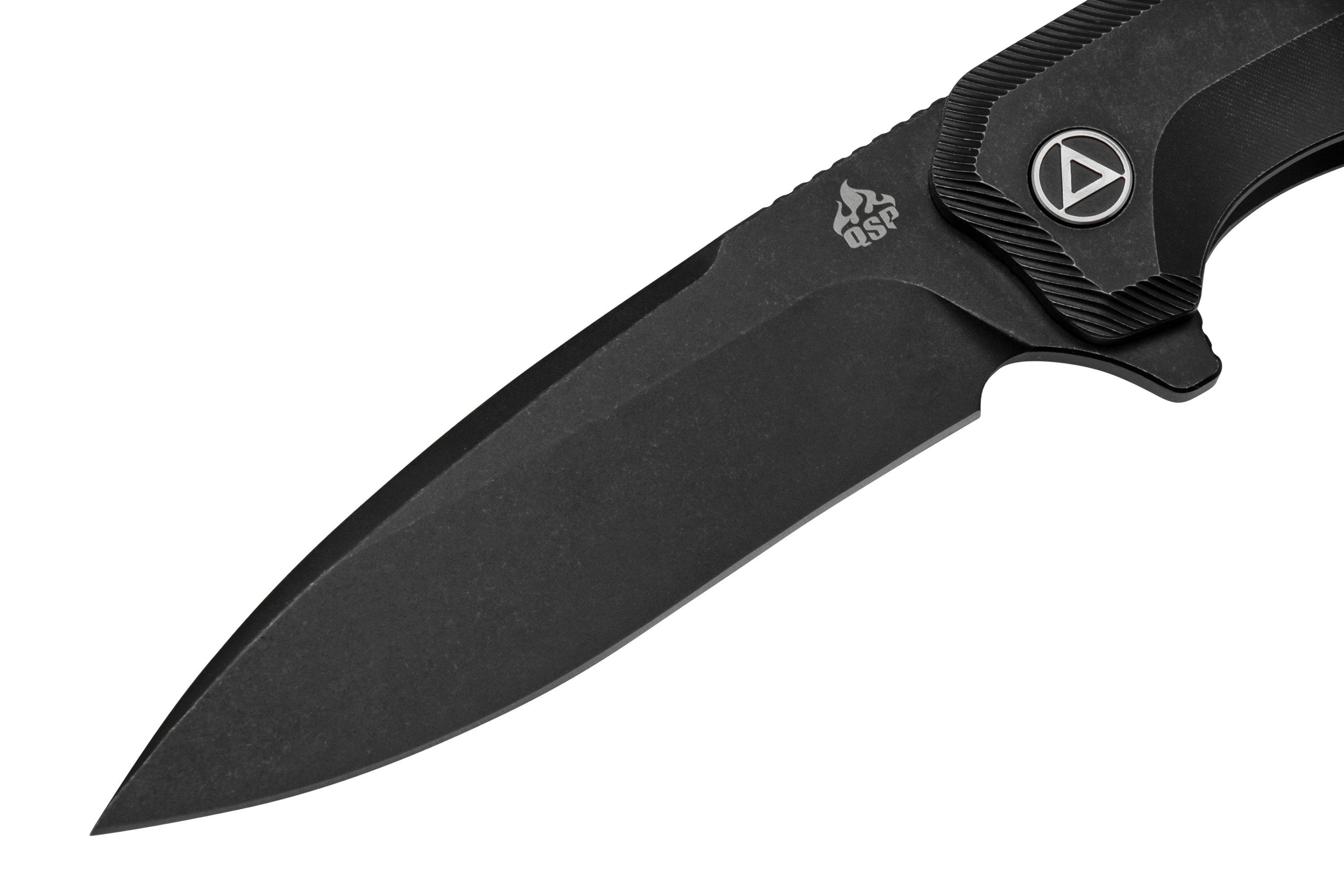 QSP Knife Woodpecker QS116-D2II Blackwashed, Black Titanium, pocket ...
