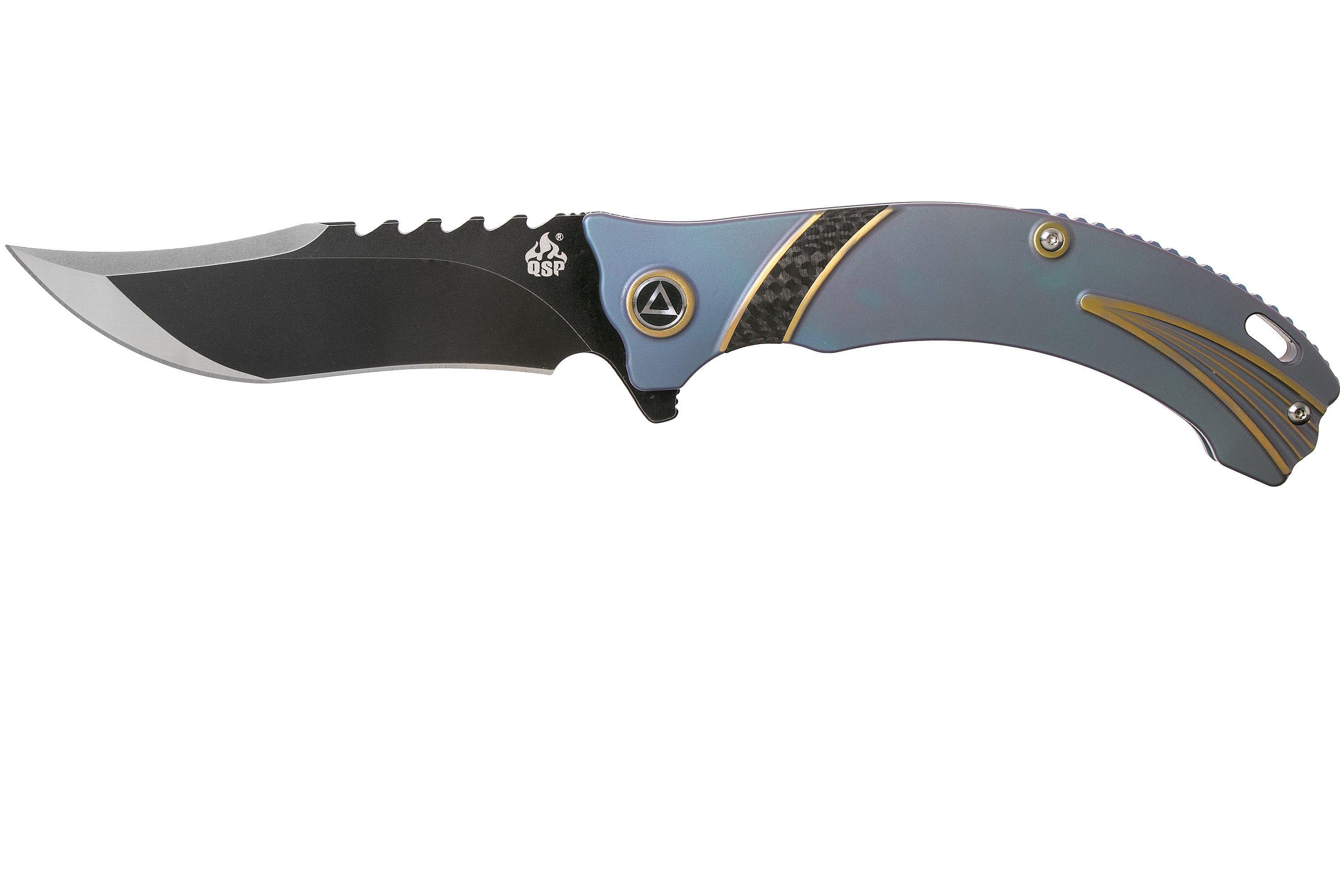 QSP Knife Kylin QS119-B Titanium Carbon fibre pocket knife ...