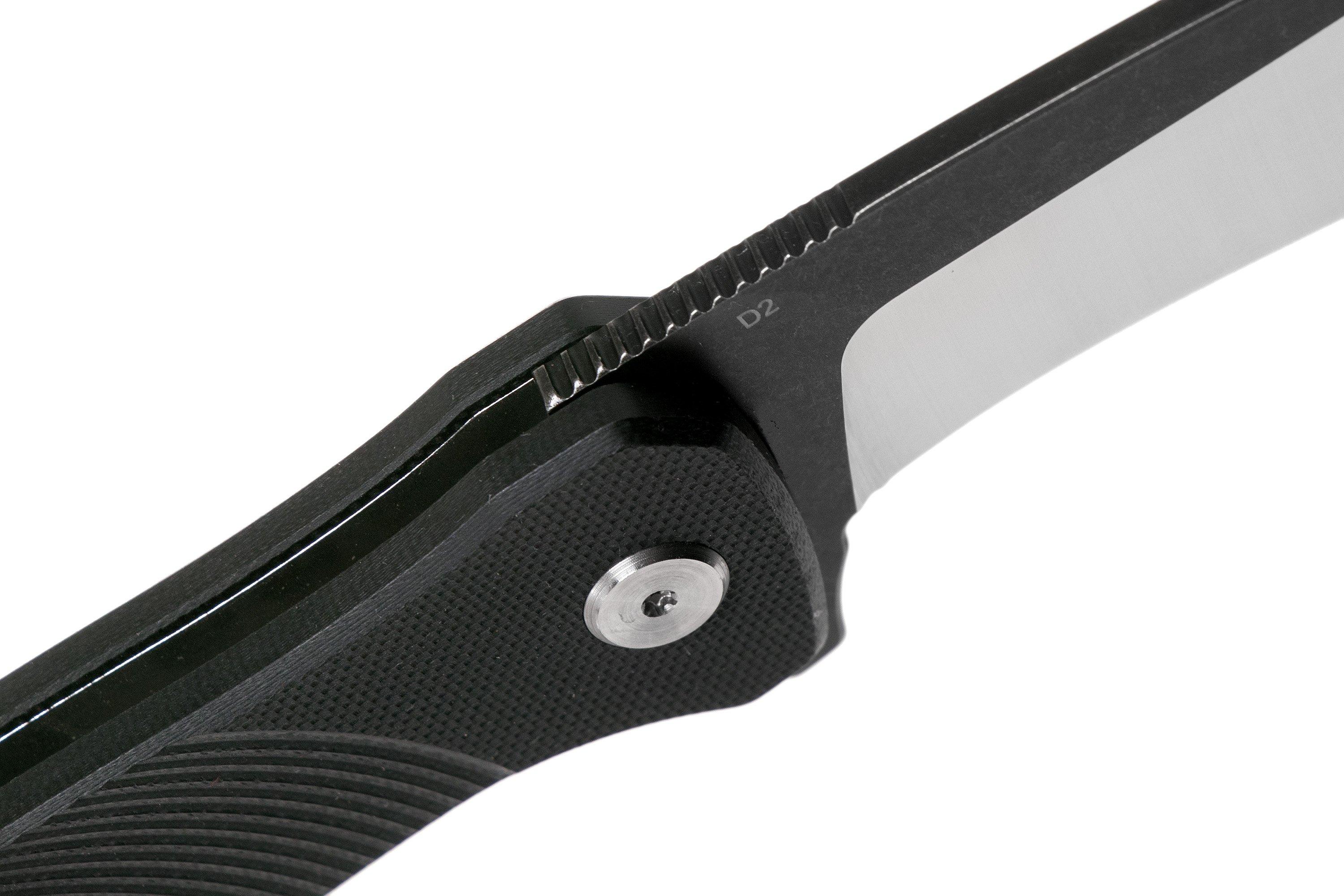 QSP Knife Raven QS122C Black G10 pocket knife Advantageously