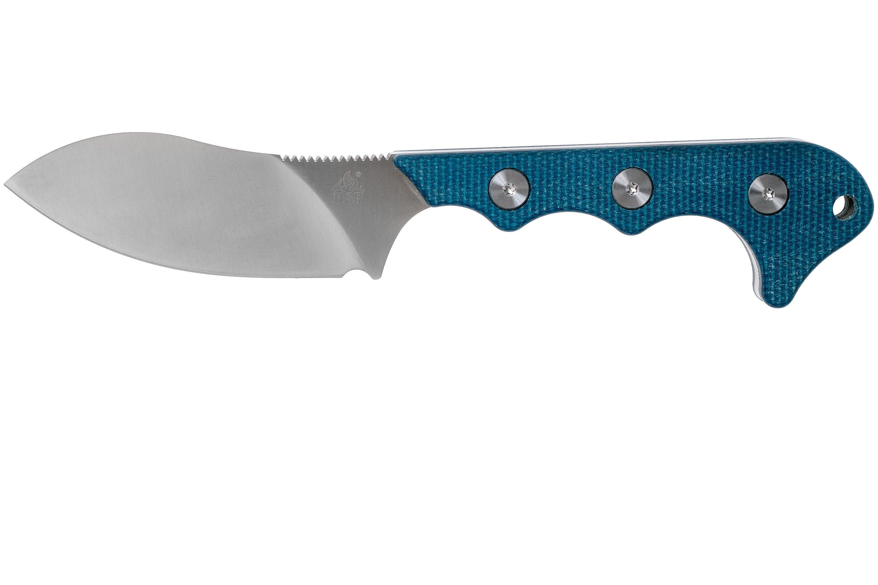 QSP Knife Neckmuk QS125D Blue Micarta neck knife Advantageously