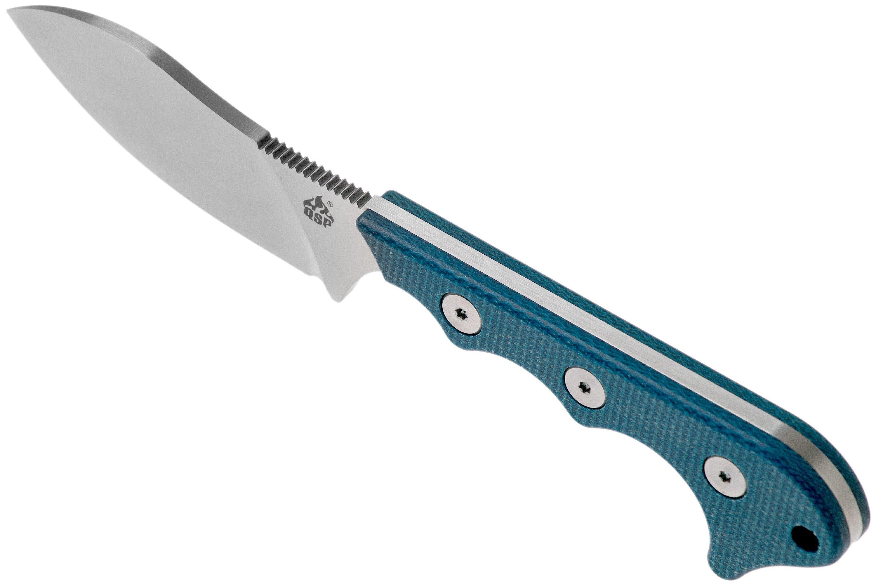 QSP Knife Neckmuk QS125D Blue Micarta neck knife Advantageously
