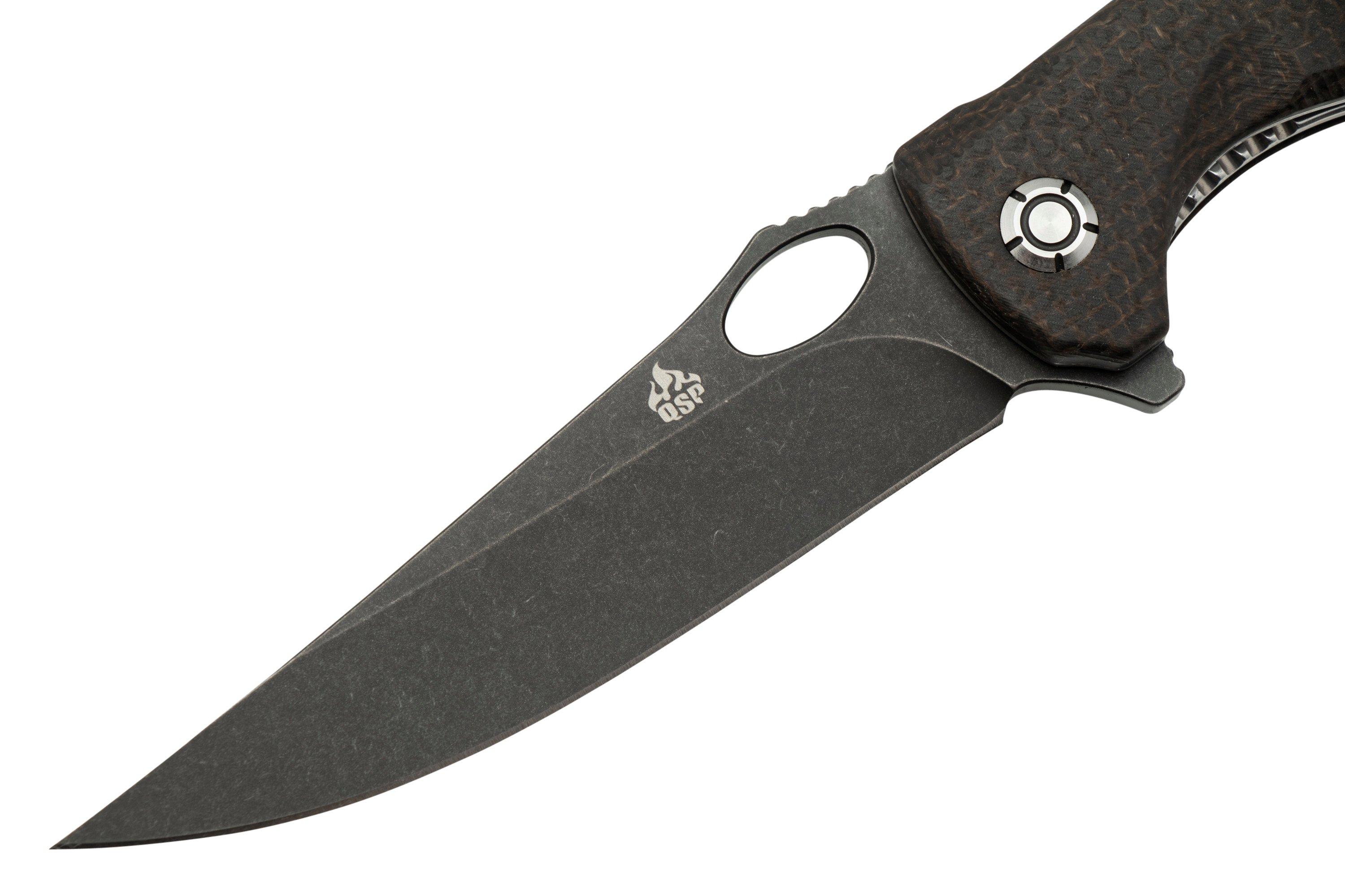 QSP Knife Gavial, QS126D2 Blackwashed D2, Dark Brown Micarta zakmes