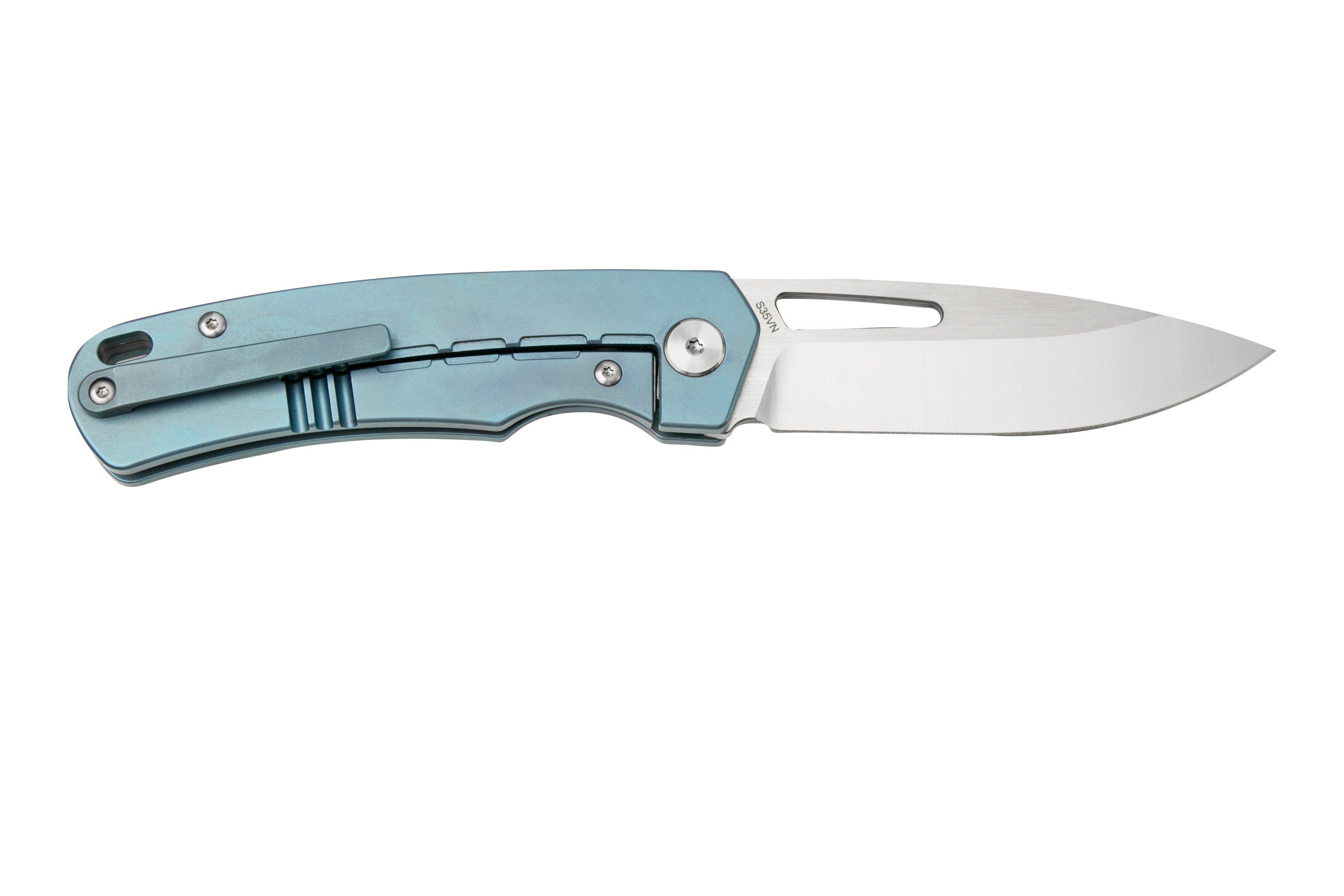 QSP Knife Puffin Blue QS127C Titanium Carbon fibre pocket knife