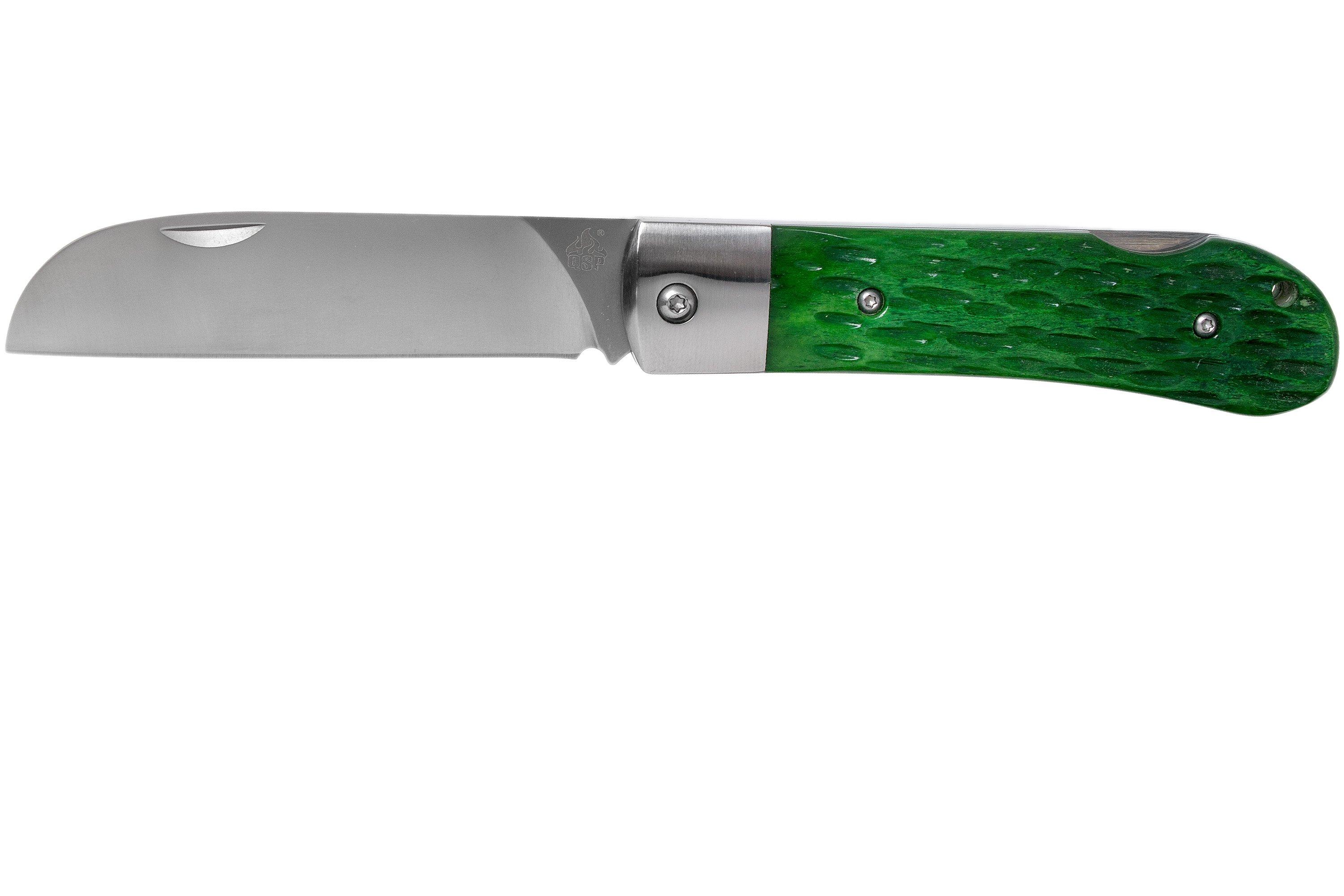 QSP Knife Worker QS128B Green Bone pocket knife, Arthur Brehm design