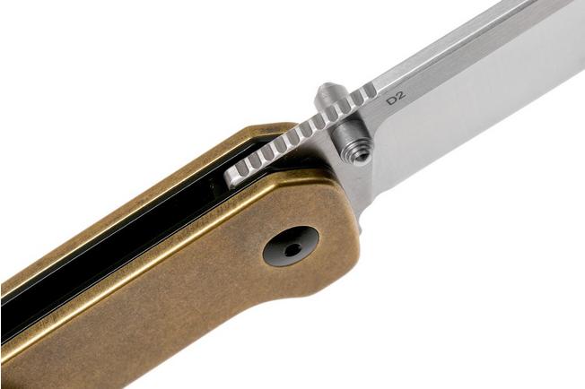 QSP Penguin Liner Lock Pocket Knife D2 Blade Brass Handle – QSP KNIFE