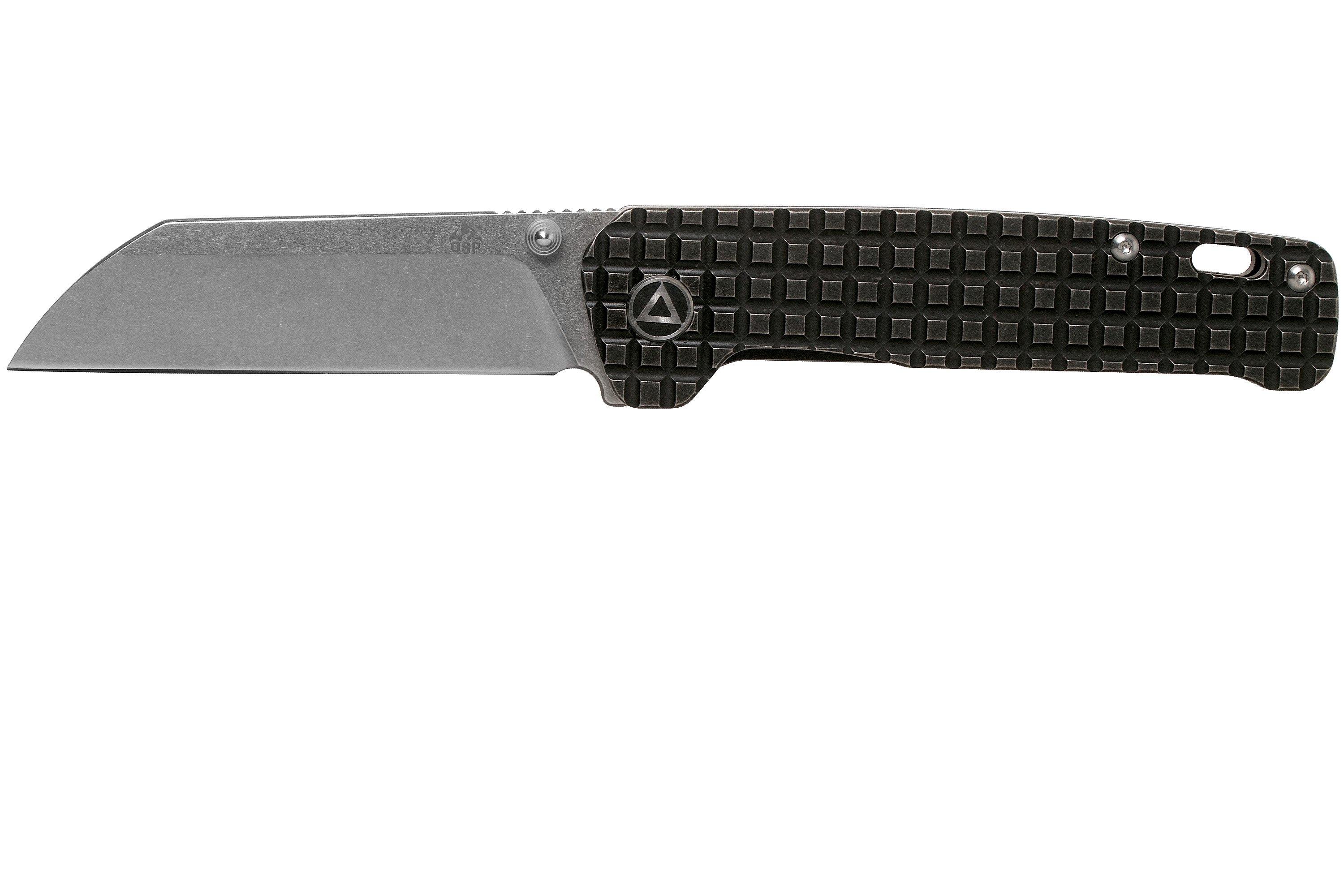 QSP Knife Penguin QS130NFRG Textured Titanium, Satin 154CM pocket