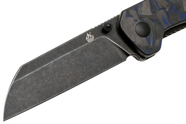 QSP Knife Penguin QS130-UBL Blue Shredded Carbonfiber G10, Blackwashed ...