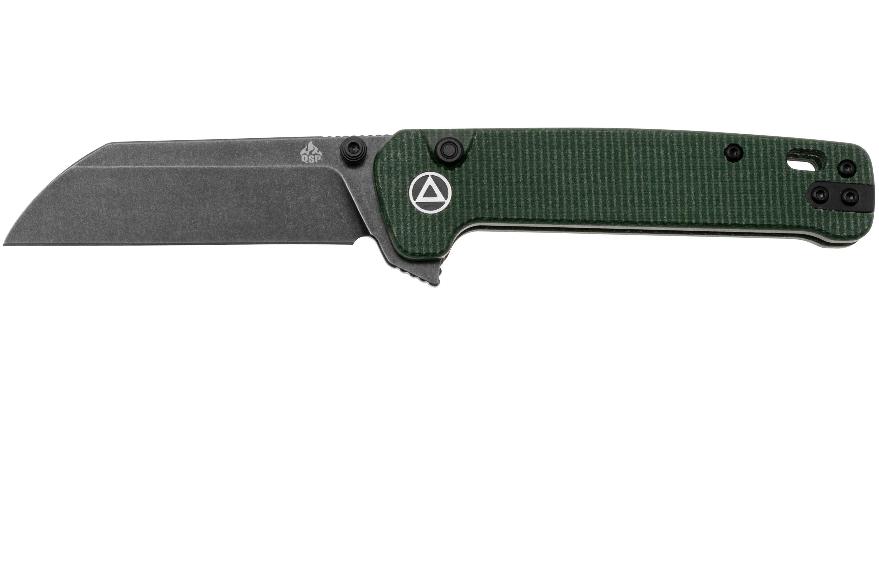 Qsp Knife Penguin Button Lock Qs130bl C2 Black Green Micarta Navalha 