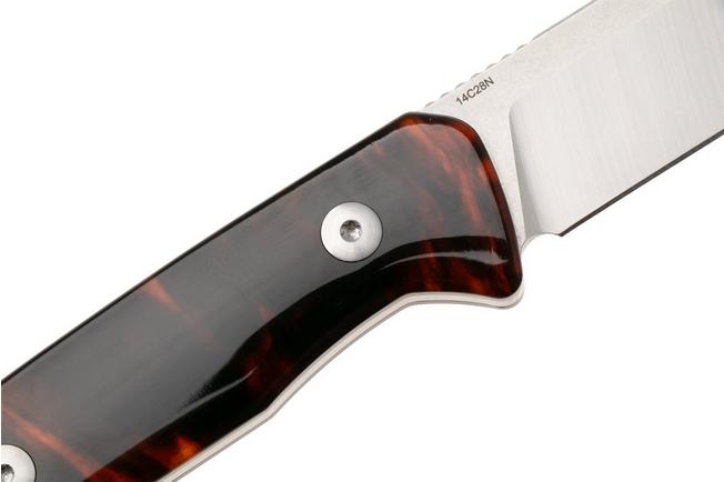 Afbeelding voor QSP Knife Baby Penguin QS130BP-B1 Stonewashed Satin 14C28N Tortoise Shell Acrylic, vaststaand mes