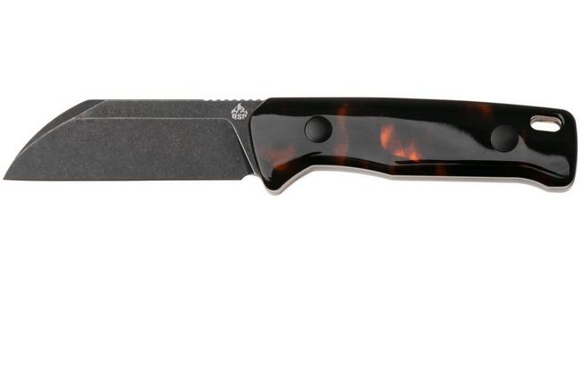 Afbeelding voor QSP Knife Baby Penguin QS130BP-B2 Blackwashed 14C28N Tortoise Shell Acrylic, vaststaand mes
