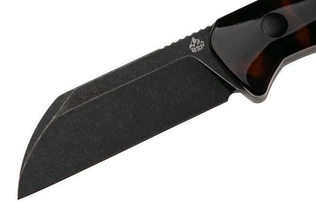 Afbeelding voor QSP Knife Baby Penguin QS130BP-B2 Blackwashed 14C28N Tortoise Shell Acrylic, vaststaand mes
