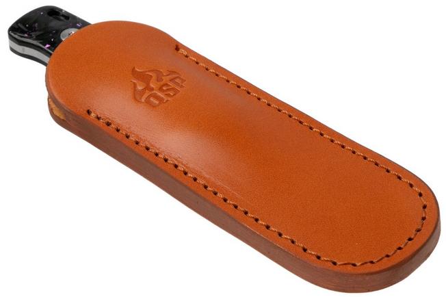 Afbeelding voor QSP Knife Baby Penguin QS130BP-E1 Stonewashed Satin 14C28N Purple Shredded Carbon Fiber, vaststaand mes