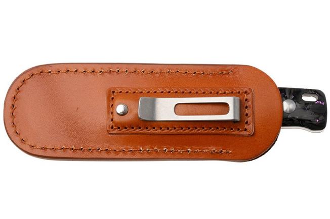 Afbeelding voor QSP Knife Baby Penguin QS130BP-E1 Stonewashed Satin 14C28N Purple Shredded Carbon Fiber, vaststaand mes