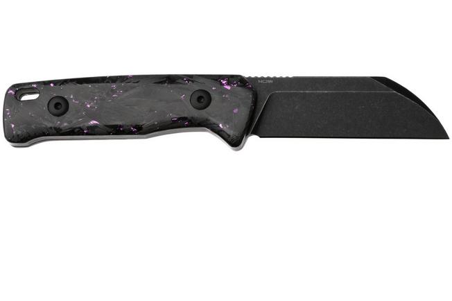 Afbeelding voor QSP Knife Baby Penguin QS130BP-E2 Blackwashed 14C28N Purple Shredded Carbon, vaststaand mes
