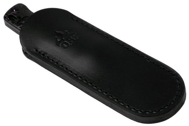 Afbeelding voor QSP Knife Baby Penguin QS130BP-E2 Blackwashed 14C28N Purple Shredded Carbon, vaststaand mes