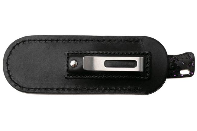 Afbeelding voor QSP Knife Baby Penguin QS130BP-E2 Blackwashed 14C28N Purple Shredded Carbon, vaststaand mes