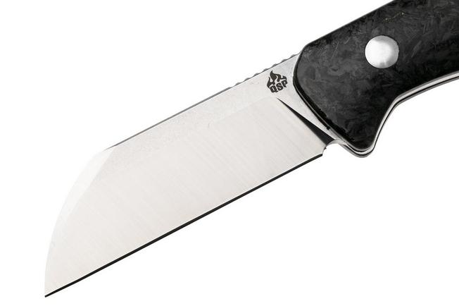 Afbeelding voor QSP Knife Baby Penguin QS130BP-F1 Stonewashed Satin 14C28N Blue Glow In The Dark Carbon, vaststaand mes