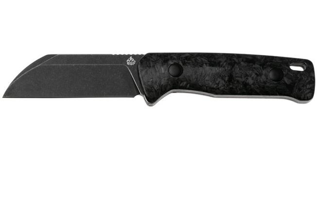 Afbeelding voor QSP Knife Baby Penguin QS130BP-F2 Blackwashed 14C28N Blue Glow In The Dark Carbon, vaststaand mes