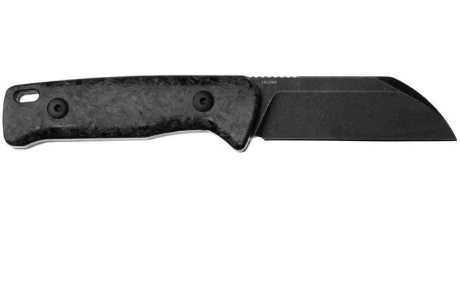 Afbeelding voor QSP Knife Baby Penguin QS130BP-F2 Blackwashed 14C28N Blue Glow In The Dark Carbon, vaststaand mes