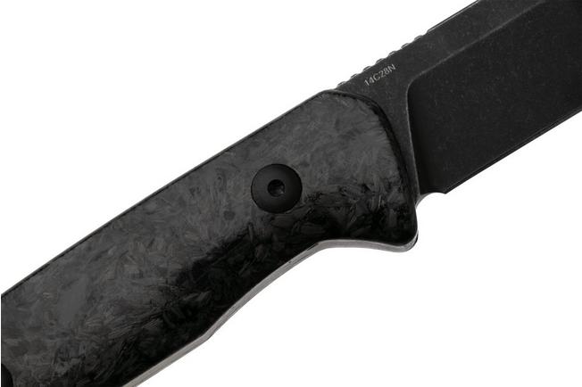 Afbeelding voor QSP Knife Baby Penguin QS130BP-F2 Blackwashed 14C28N Blue Glow In The Dark Carbon, vaststaand mes