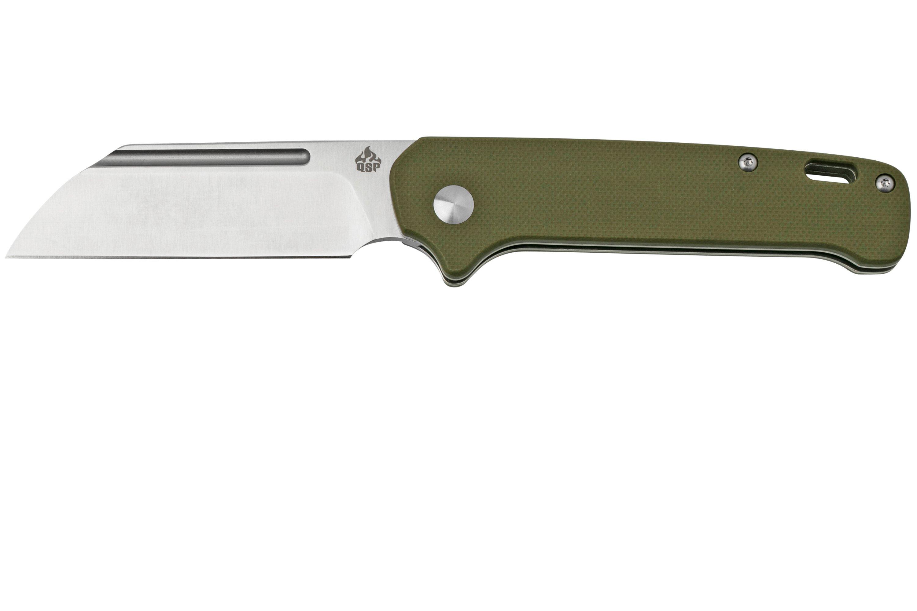 QSP Knife Penguin QS130SJ-D, 14C28N Satin, Green G10, slipjoint 