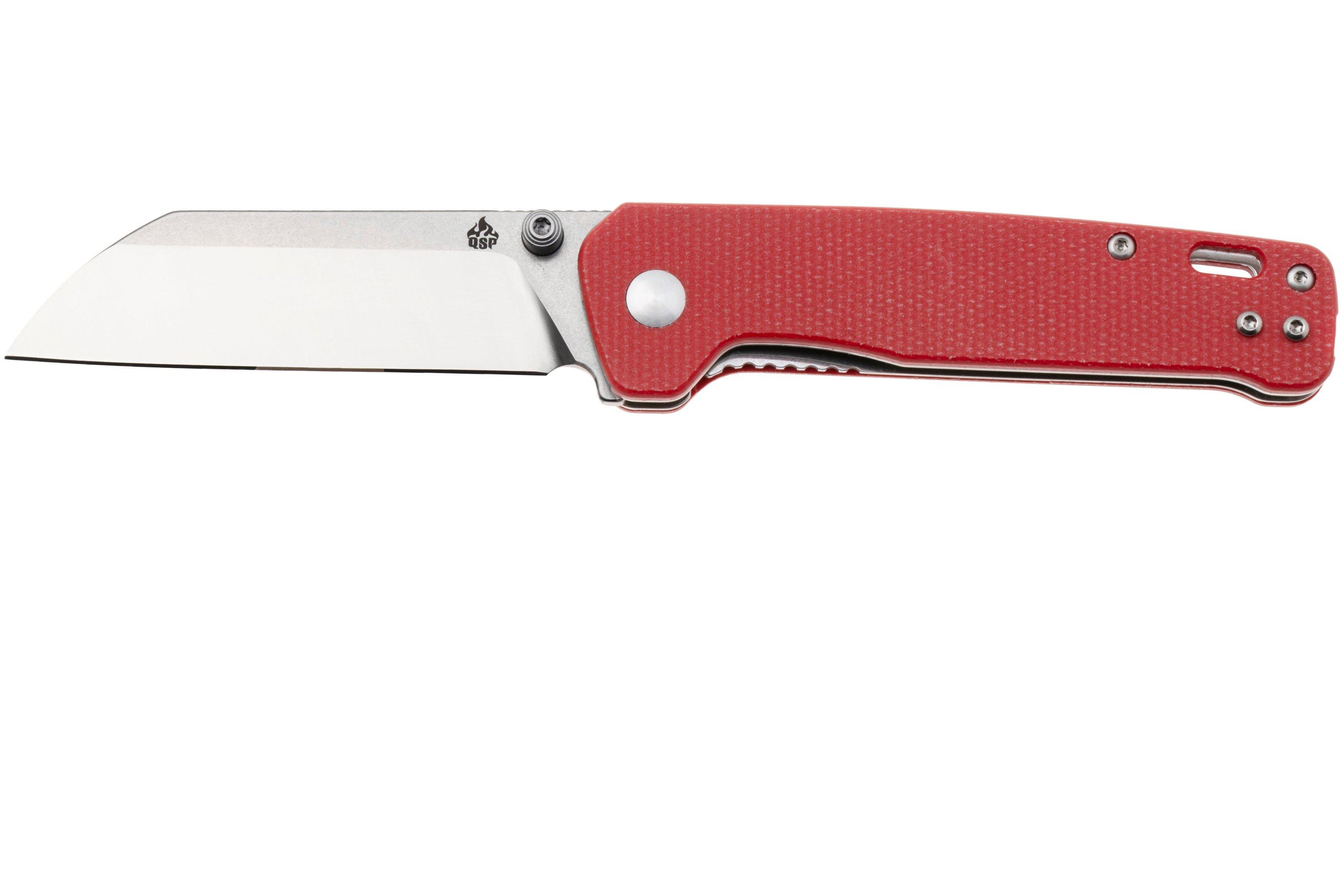 QSP Knife Penguin V2 QS130V2-D1 Two-Tone D2, Red Micarta, pocket
