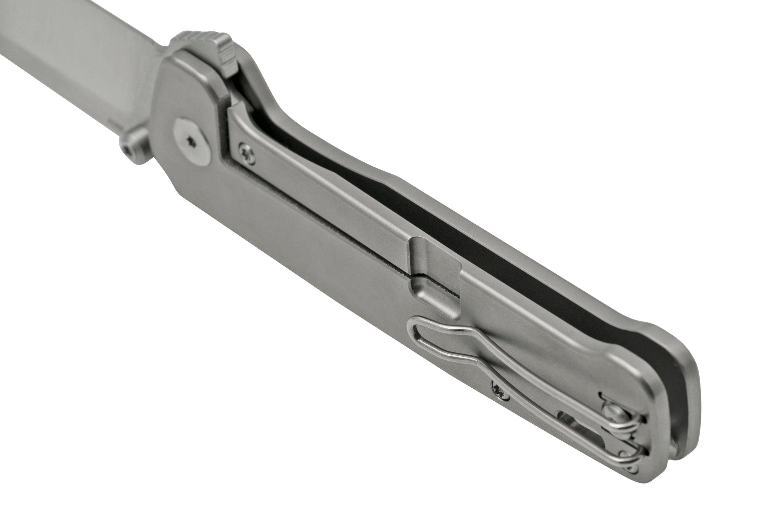 QSP Knife Penguin XL QS130XLA, Satin 20CV, Beadblasted Titanium pocket