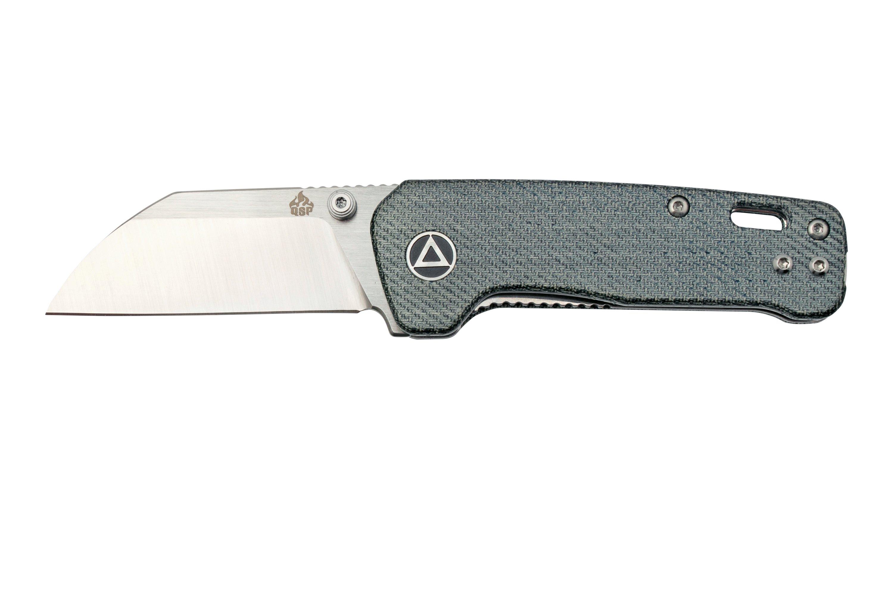 QSP Knife Penguin Mini QS130XSB, Satin 14C28N, Denim Micarta pocket