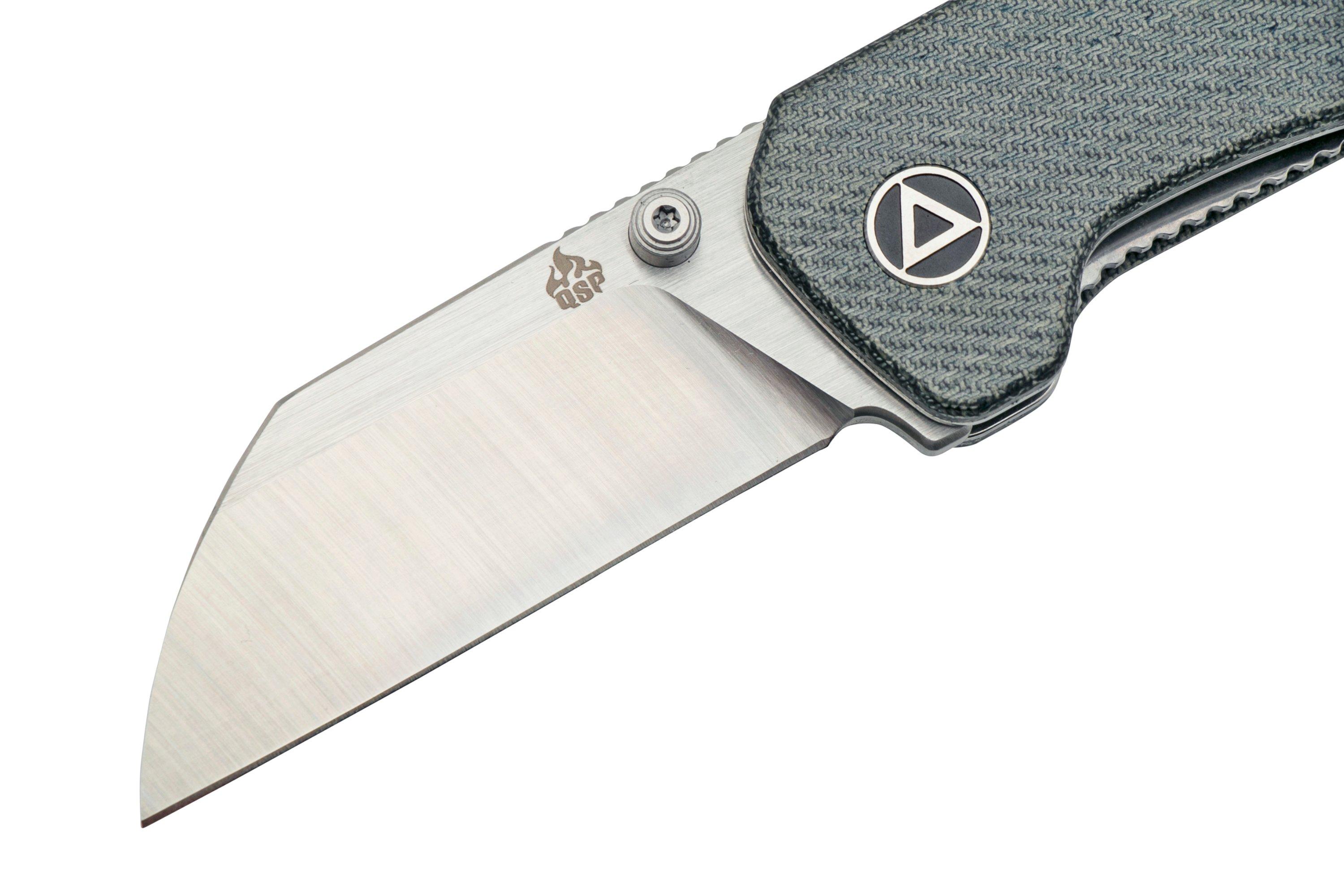 QSP Knife Penguin Mini QS130XSB, Satin 14C28N, Denim Micarta pocket