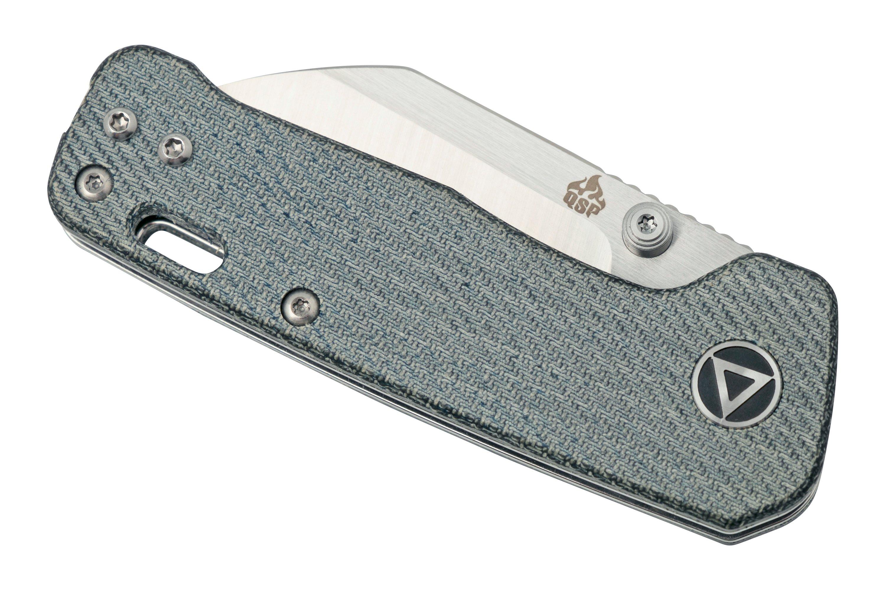 QSP Knife Penguin Mini QS130XSB, Satin 14C28N, Denim Micarta pocket