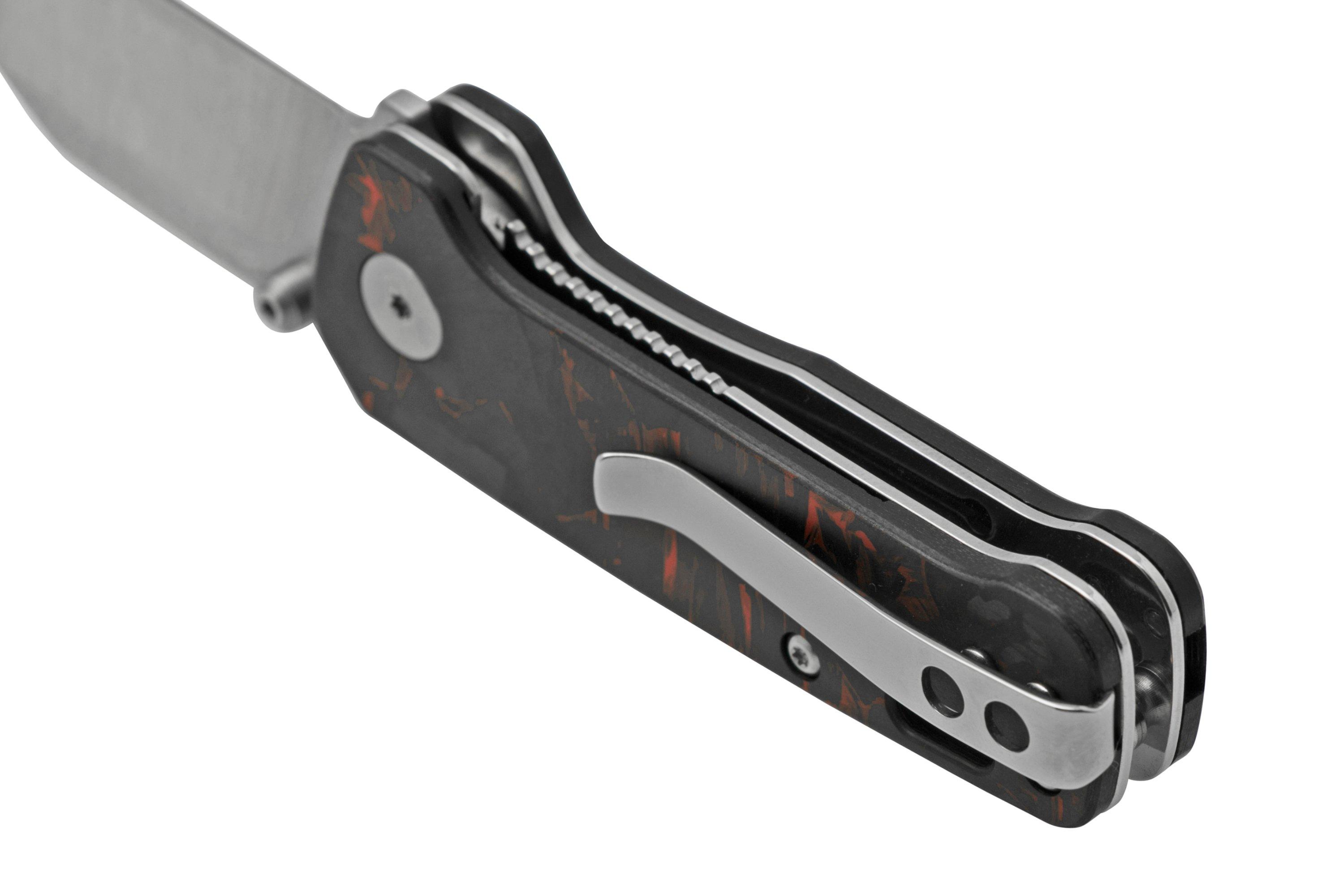QSP Osprey Liner Lock Knife Shredded CF/Blue G-10 - Blade HQ