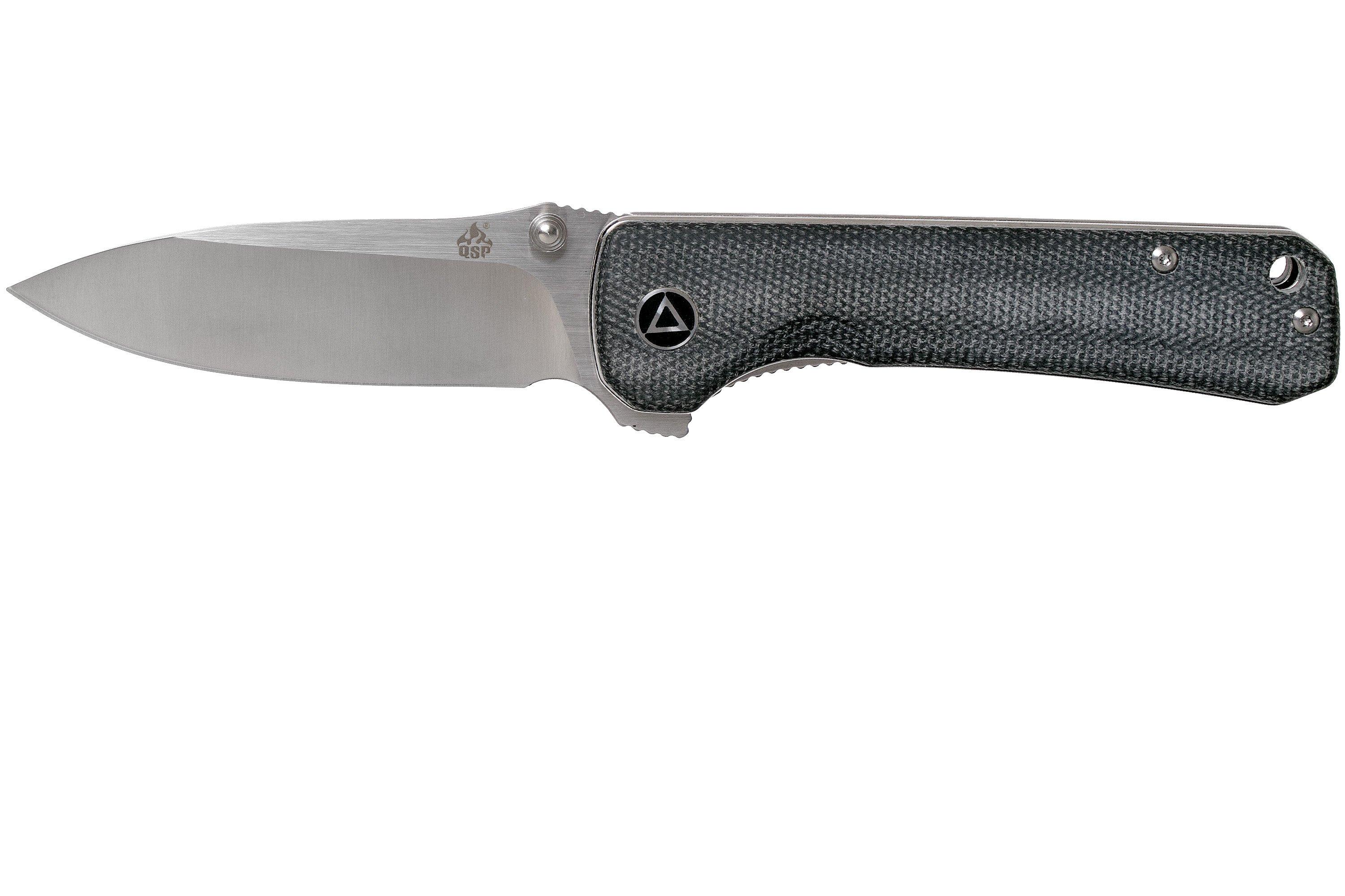 QSP Knife Hawk QS131-J Black Micarta pocket knife | Advantageously ...