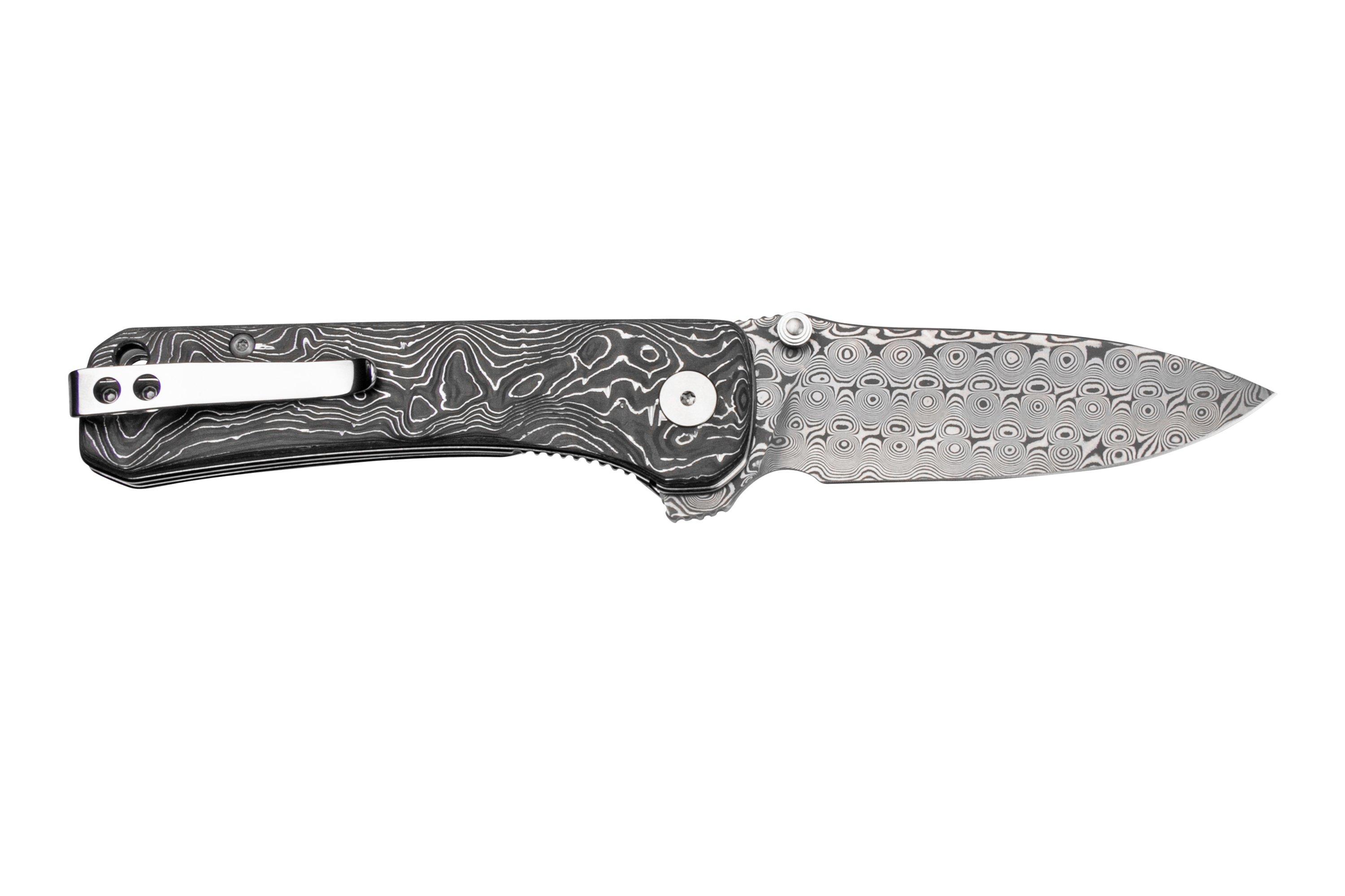 QSP Knife Hawk QS131Q Damascus, Aluminum Foil Carbonfiber couteau de