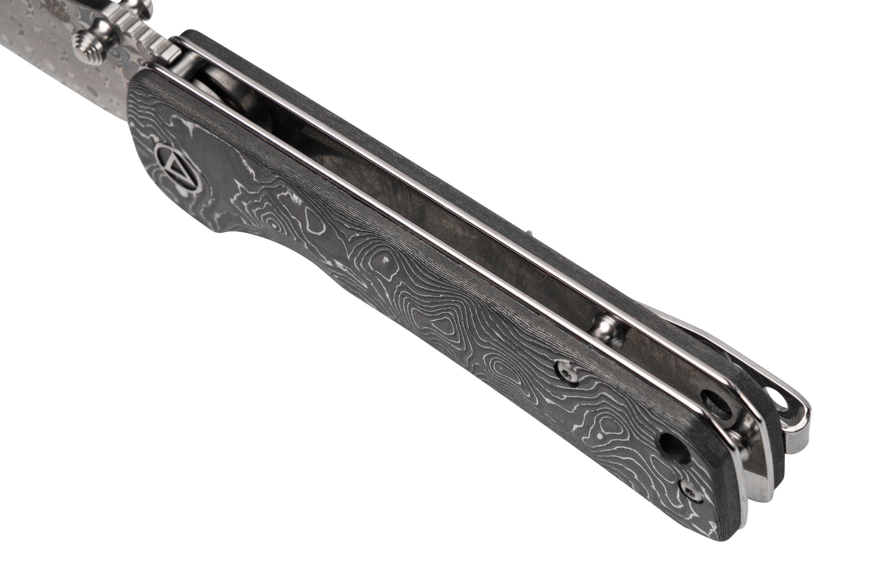 QSP Knife Hawk QS131Q Damascus, Aluminum Foil Carbonfiber navaja