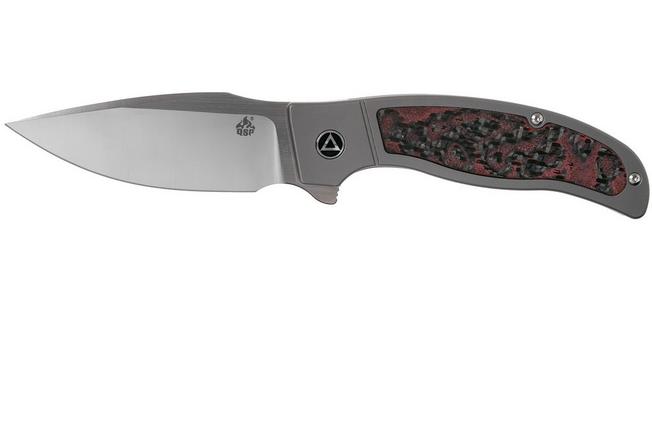 Imagen para QSP Knife Legatus QS136-B fibra de carbono. Red G10 cuchillo de caballero, DBW design