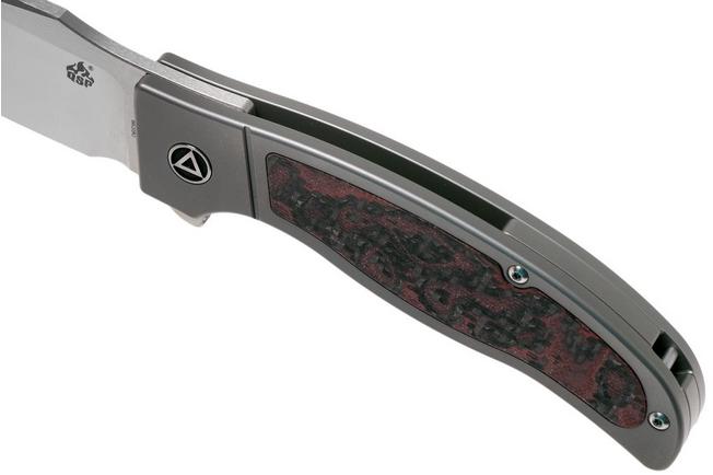 Imagen para QSP Knife Legatus QS136-B fibra de carbono. Red G10 cuchillo de caballero, DBW design