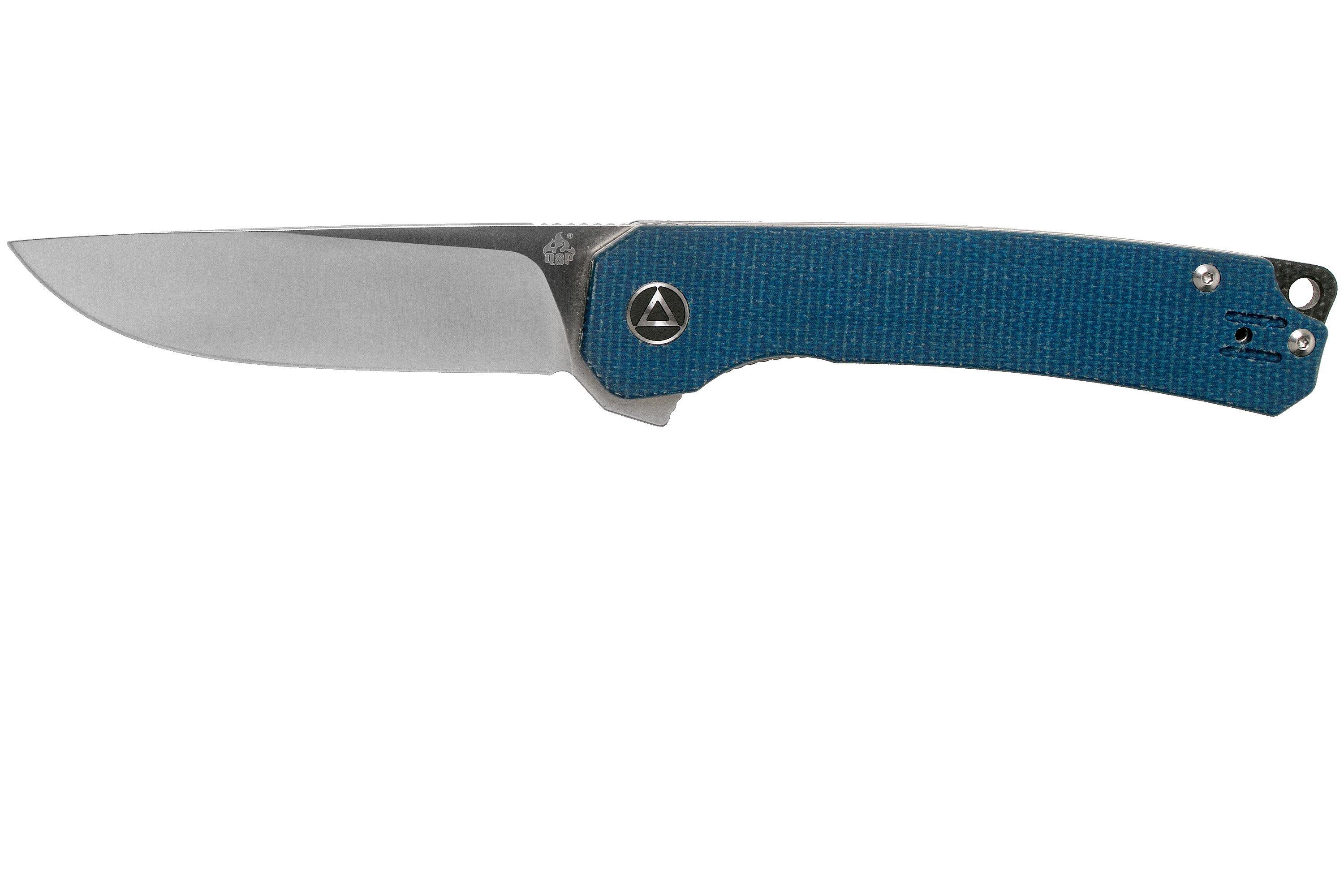 QSP Knife Osprey QS139-B Blue Micarta, Satin, pocket knife ...