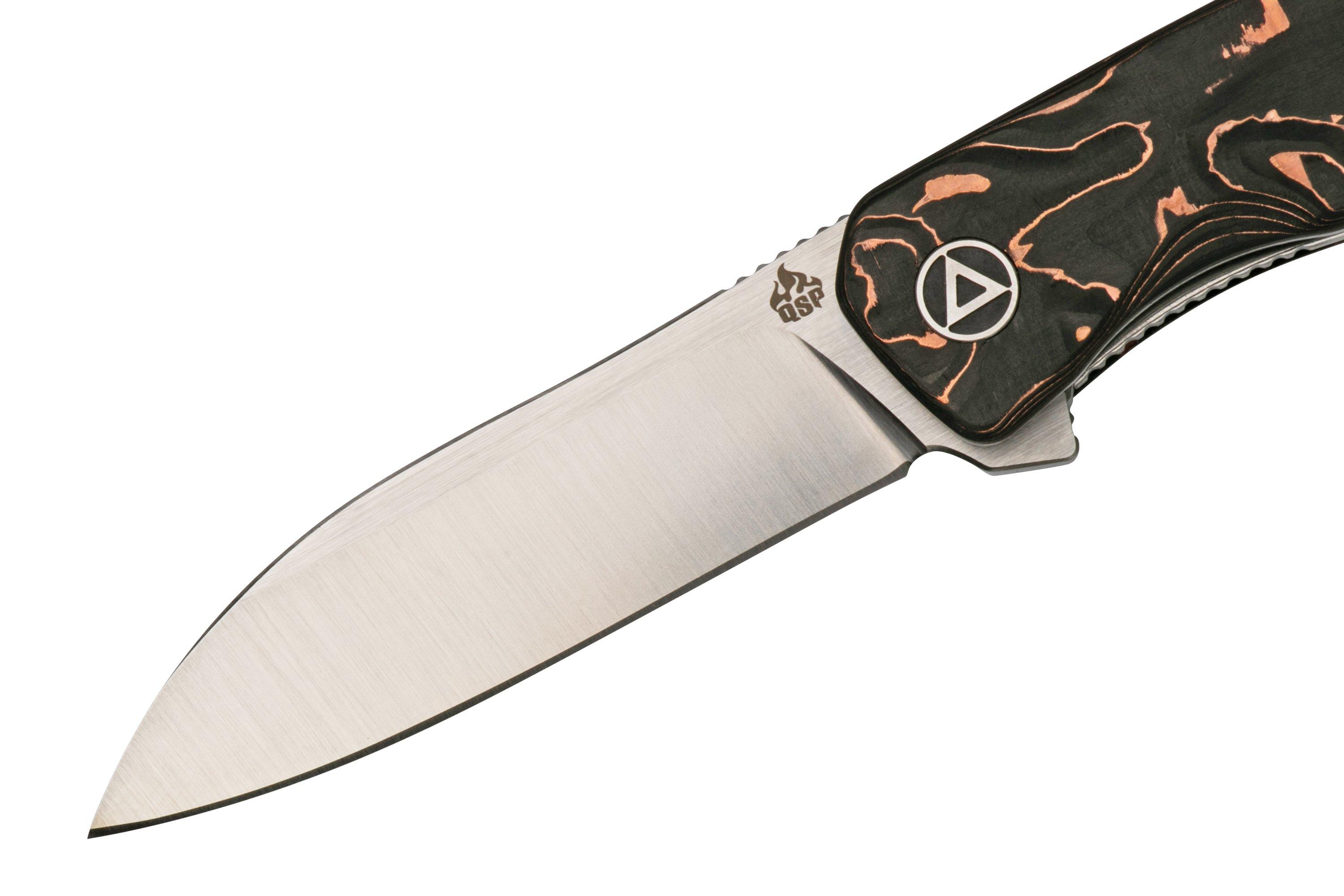 QSP Knife Otter QS140-B1 Satin, Copper Foil Carbon fibre pocket knife ...