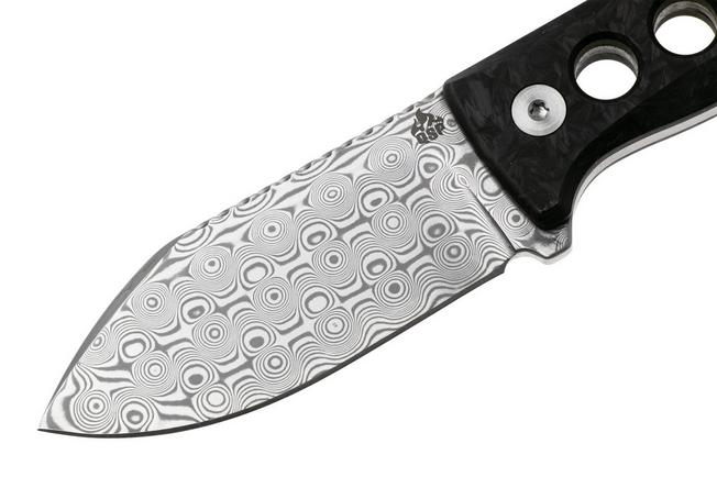 Afbeelding voor QSP Knife Canary QS141-L Damascus Glow In The Dark Shredded Carbon, nekmes