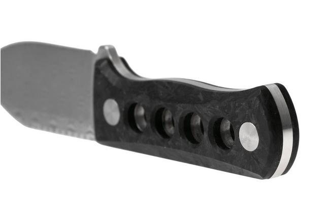 Afbeelding voor QSP Knife Canary QS141-L Damascus Glow In The Dark Shredded Carbon, nekmes