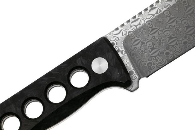 Afbeelding voor QSP Knife Canary QS141-L Damascus Glow In The Dark Shredded Carbon, nekmes