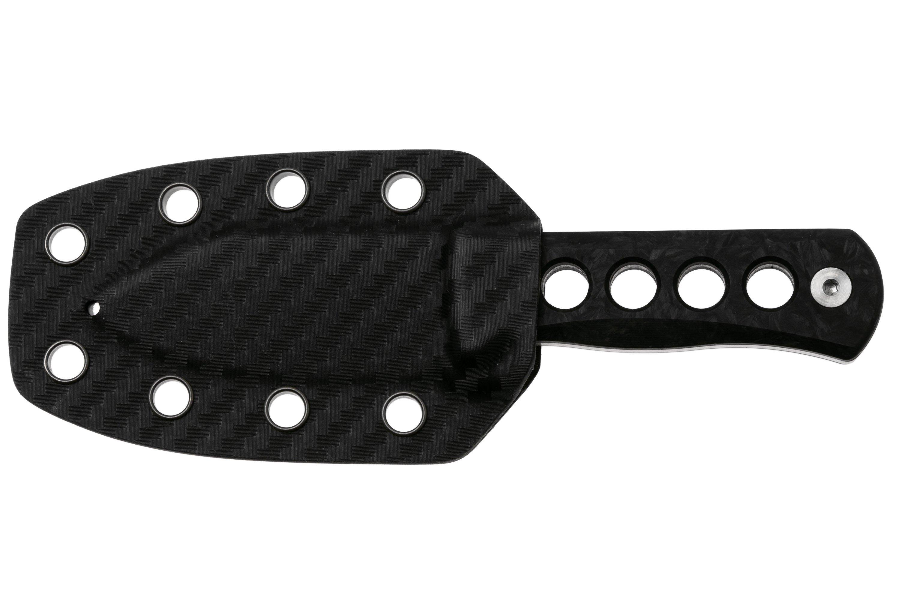 QSP Knife Canary QS141-L Damascus Glow In The Dark Shredded Carbon ...
