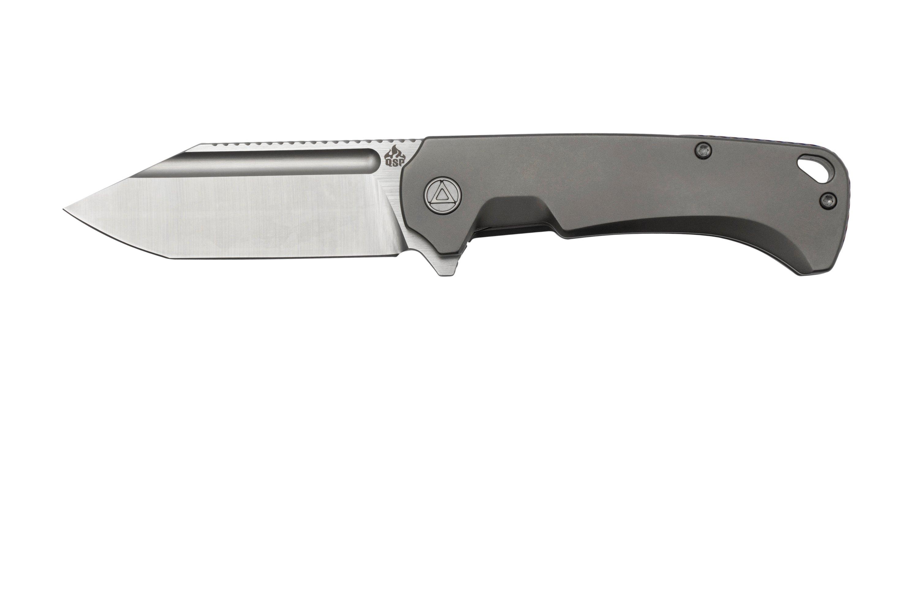 QSP Rhino Folding Knife Bronze Stonewash Titanium Handle M390 Plain Edge  Satin Finish QS143-F