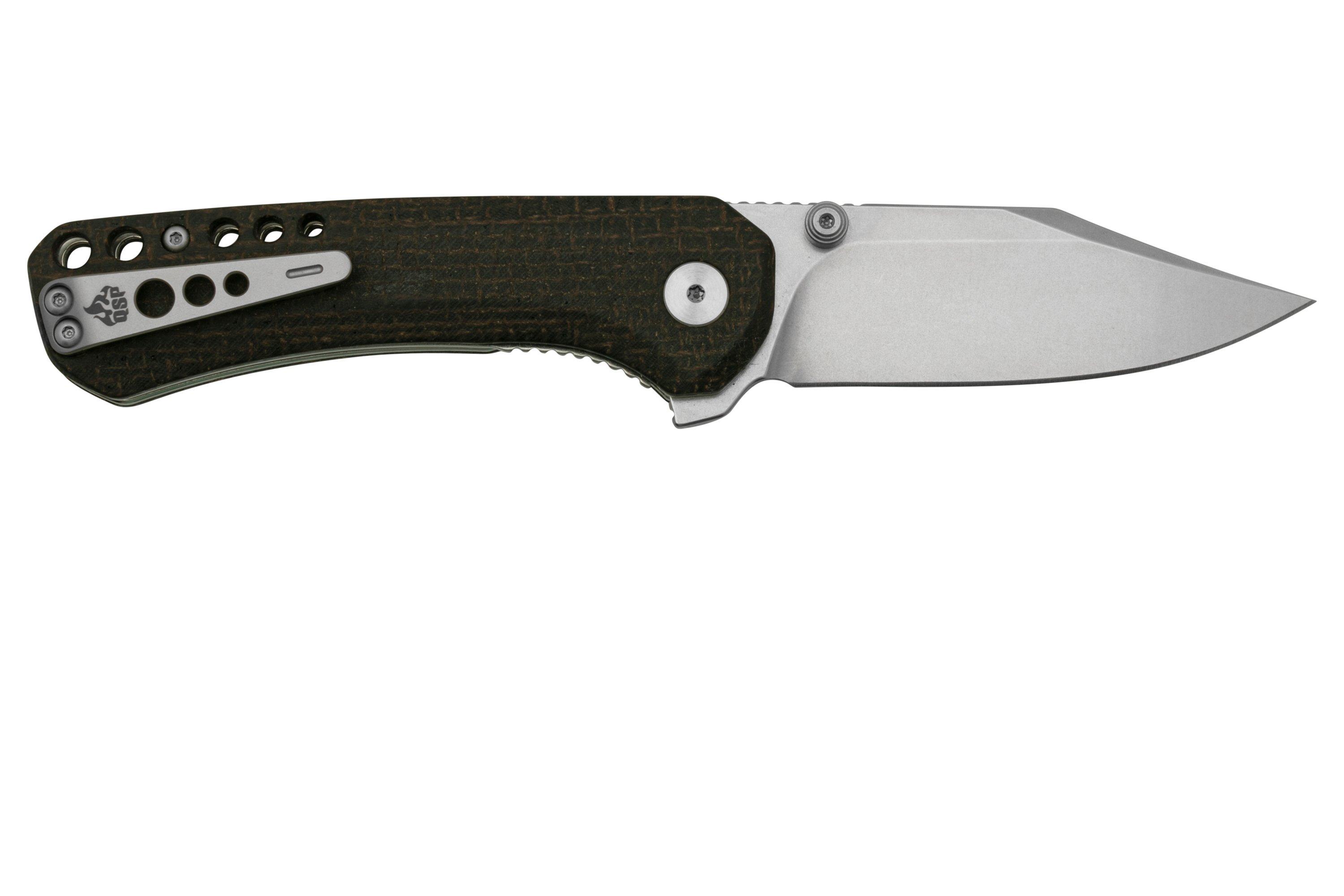 QSP Knife Kestrel QS145-A1 Stonewashed, Brown Micarta, pocket knife ...