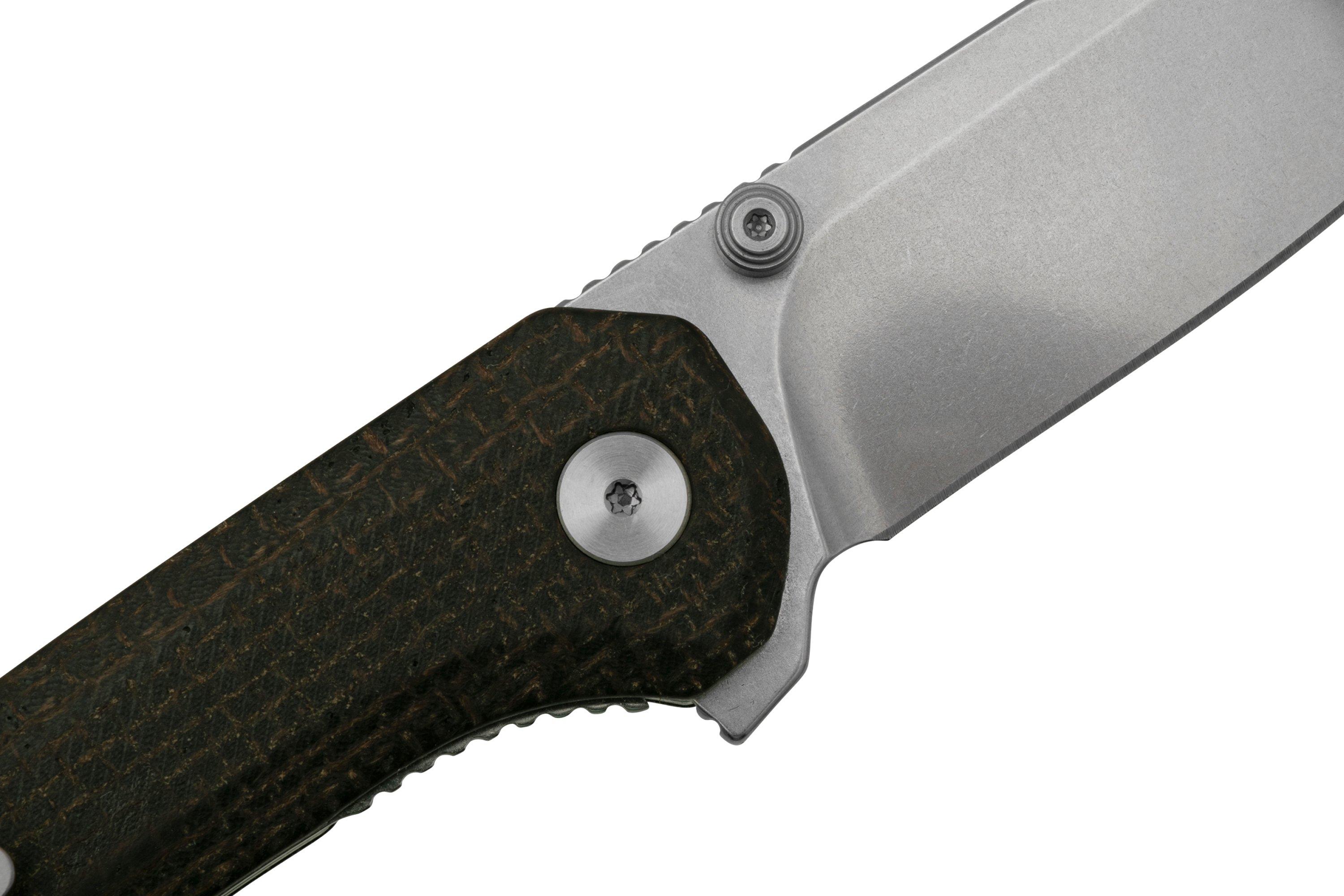 QSP Knife Kestrel QS145-A1 Stonewashed, Brown Micarta, pocket knife ...