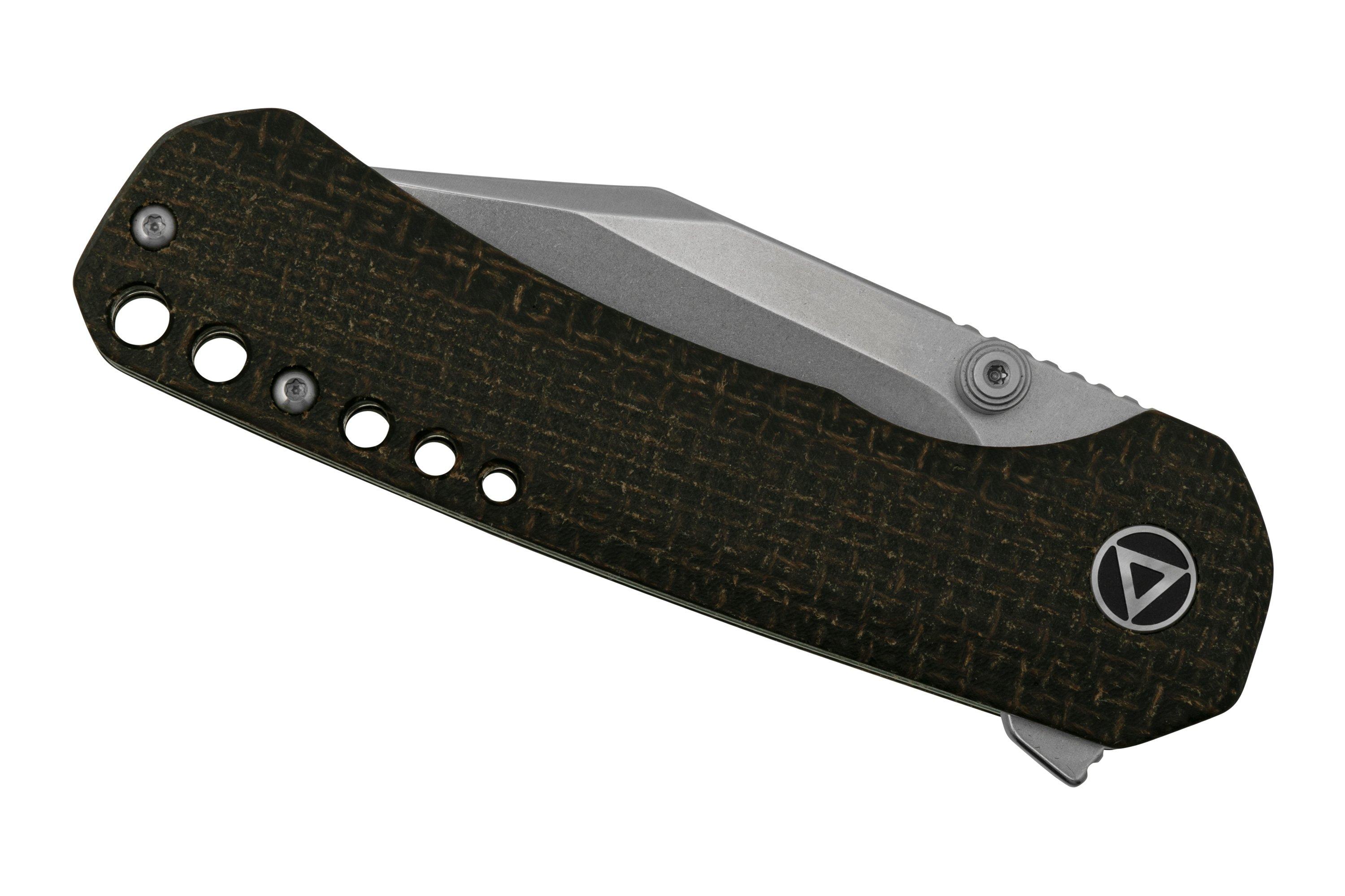 QSP Knife Kestrel QS145-A1 Stonewashed, Brown Micarta, pocket knife ...